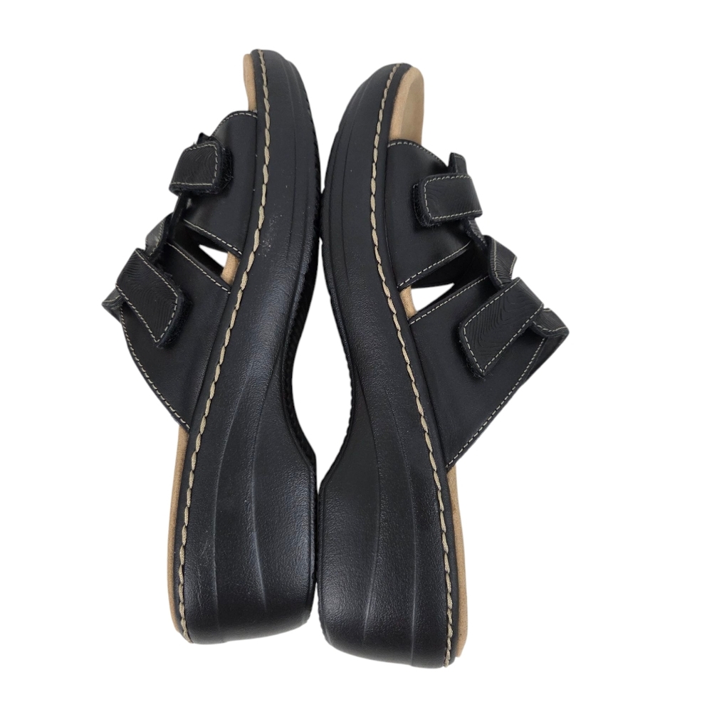 Clarks Merliah Karli Leather Slip On Sandals NEW Black Womens 8 Comfort Mule - Picture 4 of 10